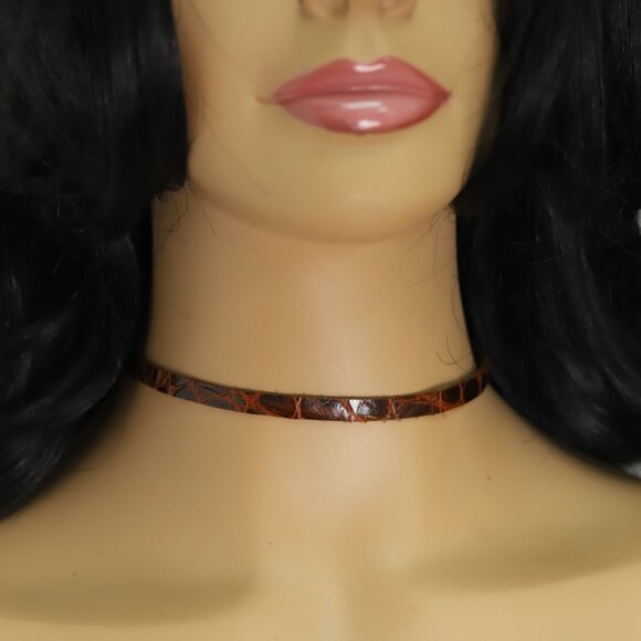 Brown Leather Choker Adjustable Genuine leather Chokers  (#18) - Picture 8 of 11